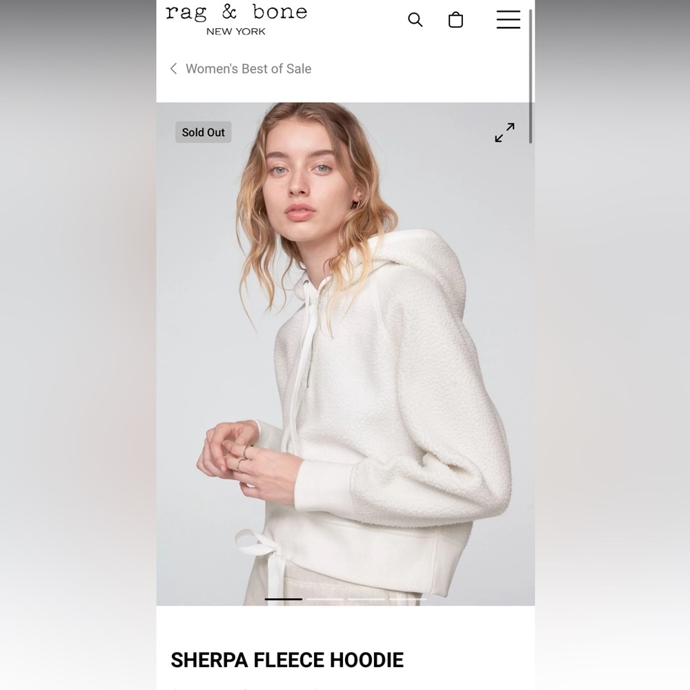 Rag & Bone Cream Long Sleeve Sherpa Hoodie